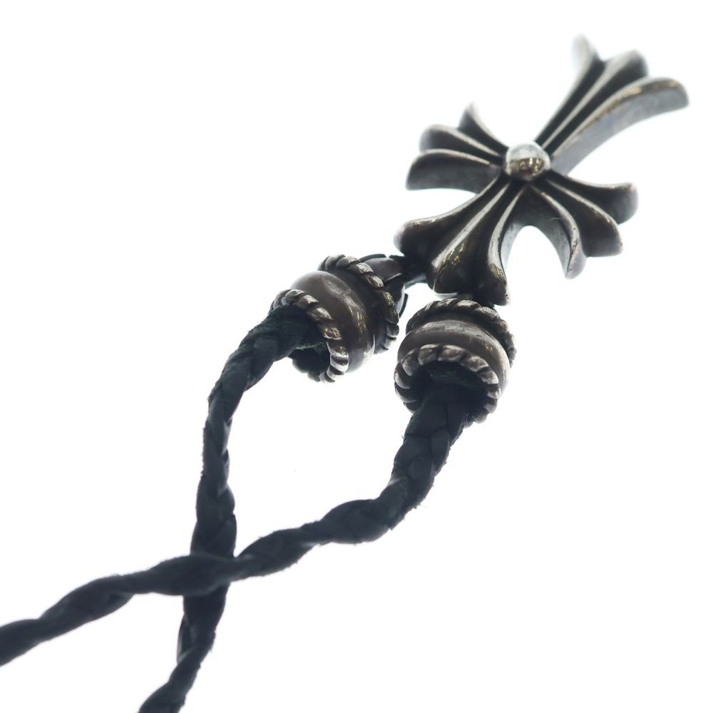 Chrome Hearts CH Crs Sml Small CH Cross BC Boro Chip Braid Necklace Silver