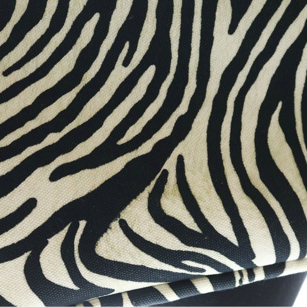Prada Canapa Zebra Shoulder Bag White Black Canvas Silver