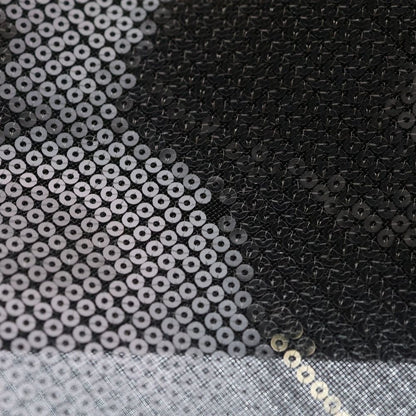 Prada Logo Tote Sequin Black Silver