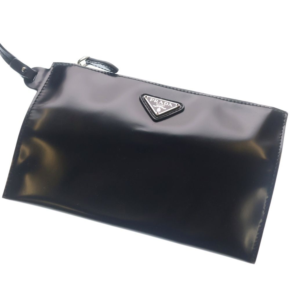 Prada Logo Tote Sequin Black Silver