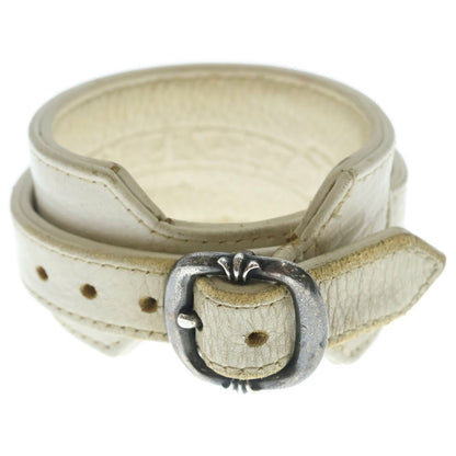 Chrome Hearts R&r Rock'n'roll Leather Bracelet White Silver