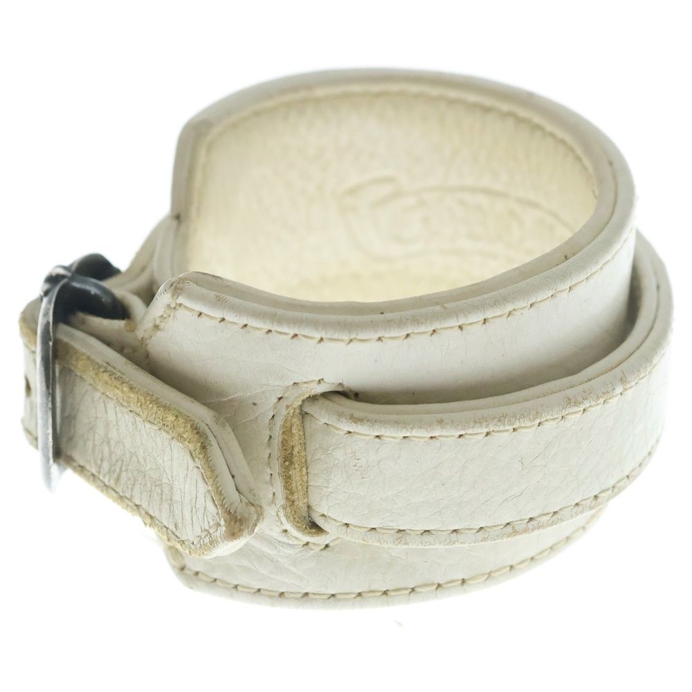 Chrome Hearts R&r Rock'n'roll Leather Bracelet White Silver
