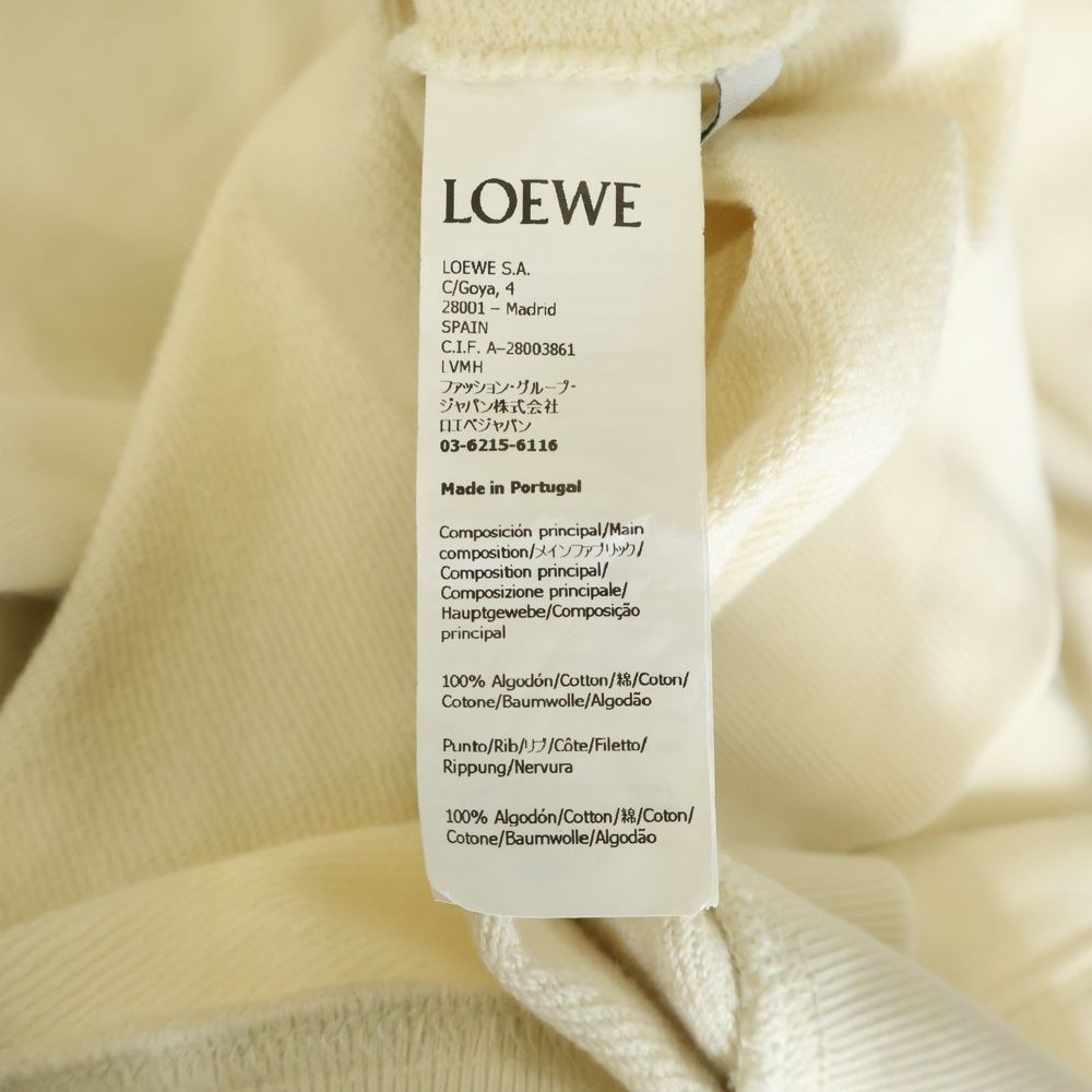 Loewe Anagram Patch Hoodie Leather Pullover Sweatshirt Ivory