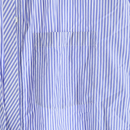 Balenciaga Back Logo Print Bowtie Striped Cotton Long Sleeve Shirt White Blue