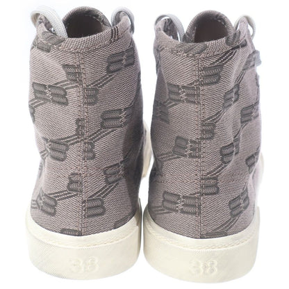 Balenciaga Paris BB Monogram High Cut Sneakers Brown Canvas 38