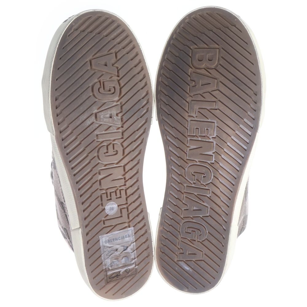 Balenciaga Paris BB Monogram High Cut Sneakers Brown Canvas 38