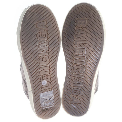 Balenciaga Paris BB Monogram High Cut Sneakers Brown Canvas 38
