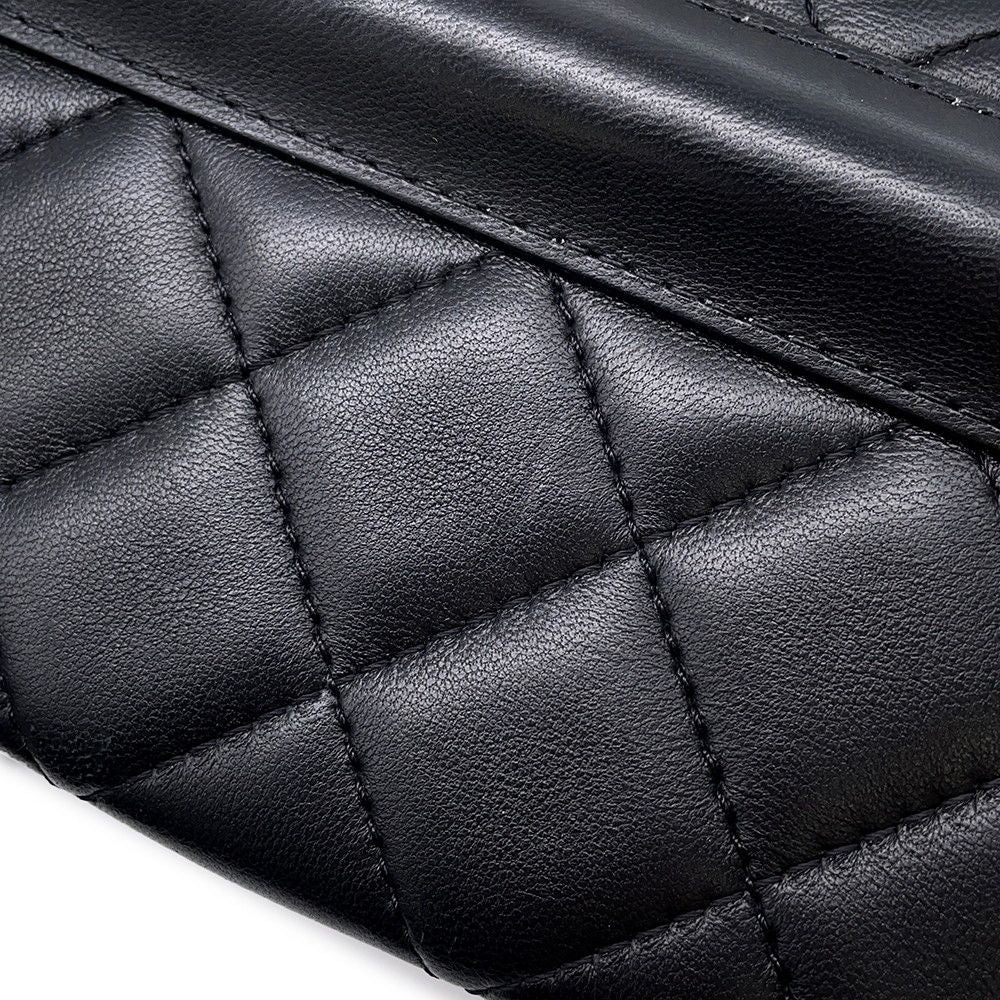Chanel Shoulder Bag Quilted Mini Logo Ball Lambskin Black