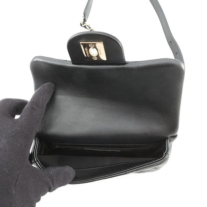 Chanel Shoulder Bag Quilted Mini Logo Ball Lambskin Black