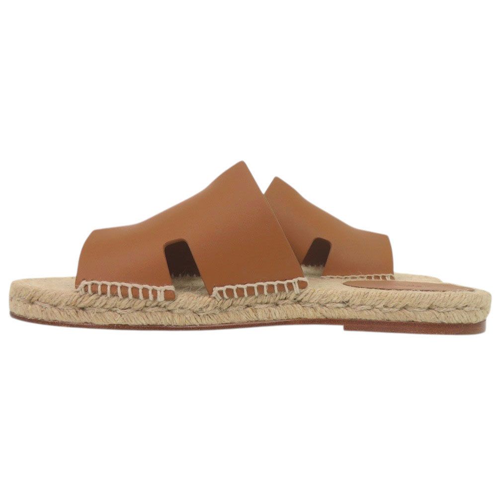 Hermes Espadrilles Antigua 42) Calf Leather Natural Brown Sandals Shoes