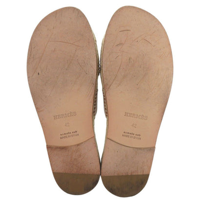 Hermes Espadrilles Antigua 42) Calf Leather Natural Brown Sandals Shoes