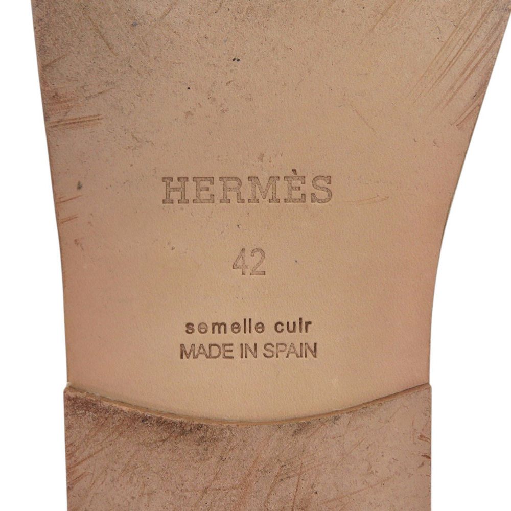 Hermes Espadrilles Antigua 42) Calf Leather Natural Brown Sandals Shoes
