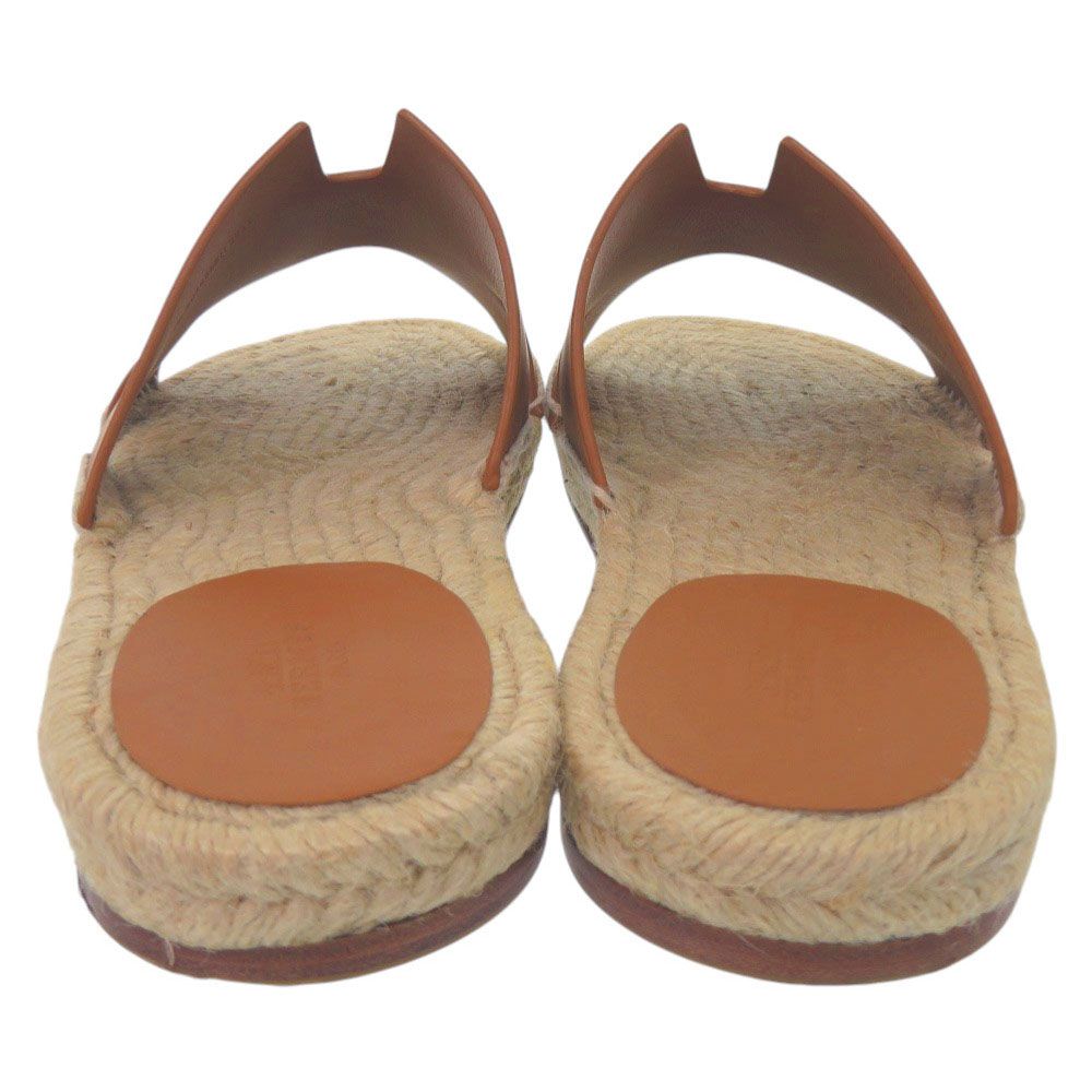 Hermes Espadrilles Antigua 42) Calf Leather Natural Brown Sandals Shoes