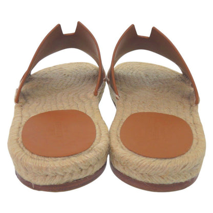 Hermes Espadrilles Antigua 42) Calf Leather Natural Brown Sandals Shoes
