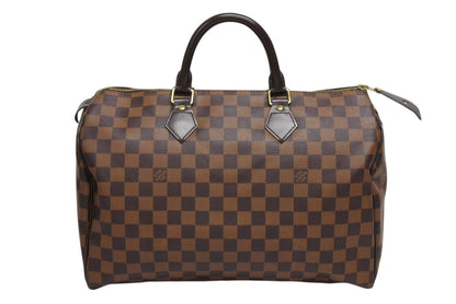 Louis Vuitton Speedy 35 Handbag Damier Canvas Brown Gold