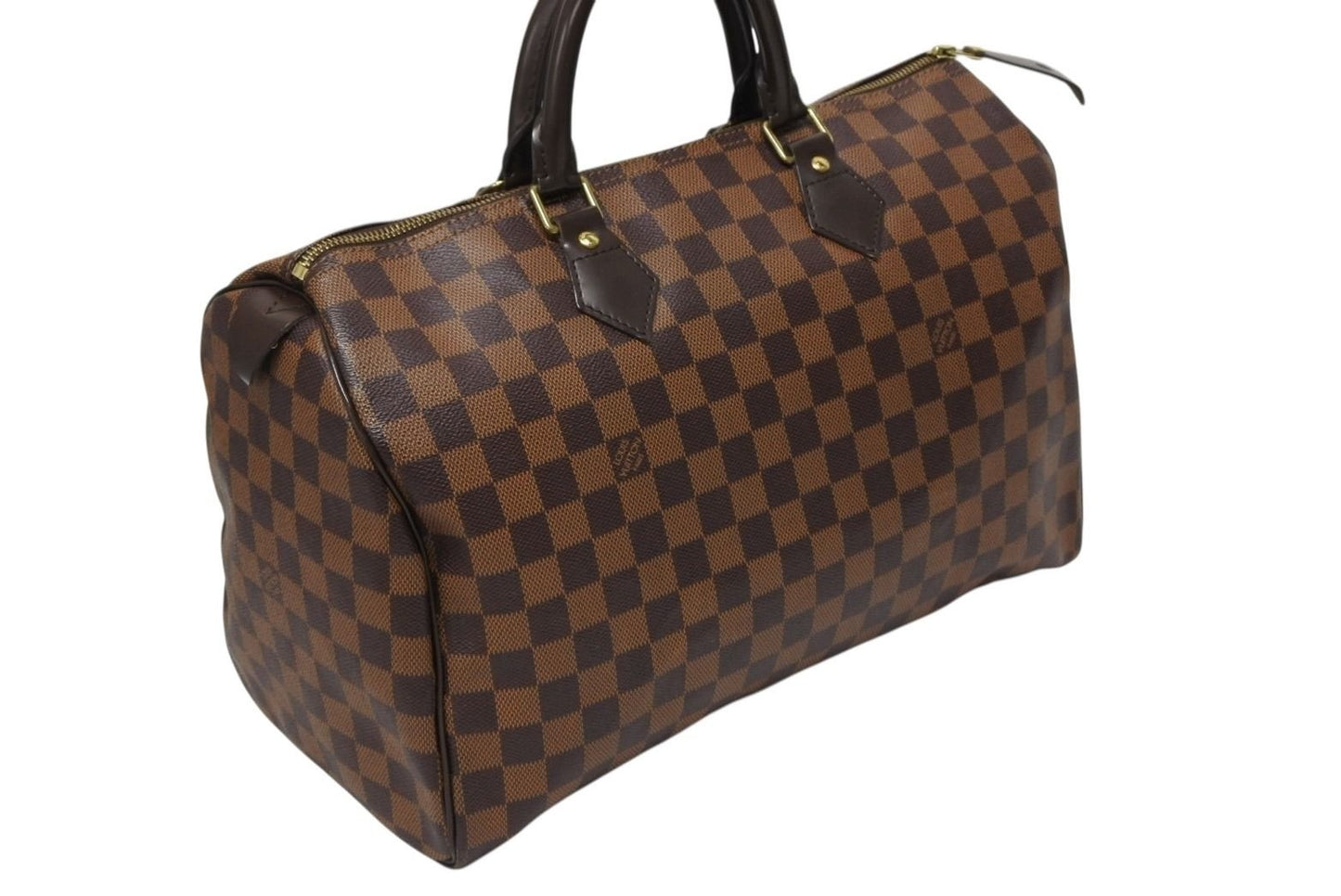Louis Vuitton Speedy 35 Handbag Damier Canvas Brown Gold — view 3