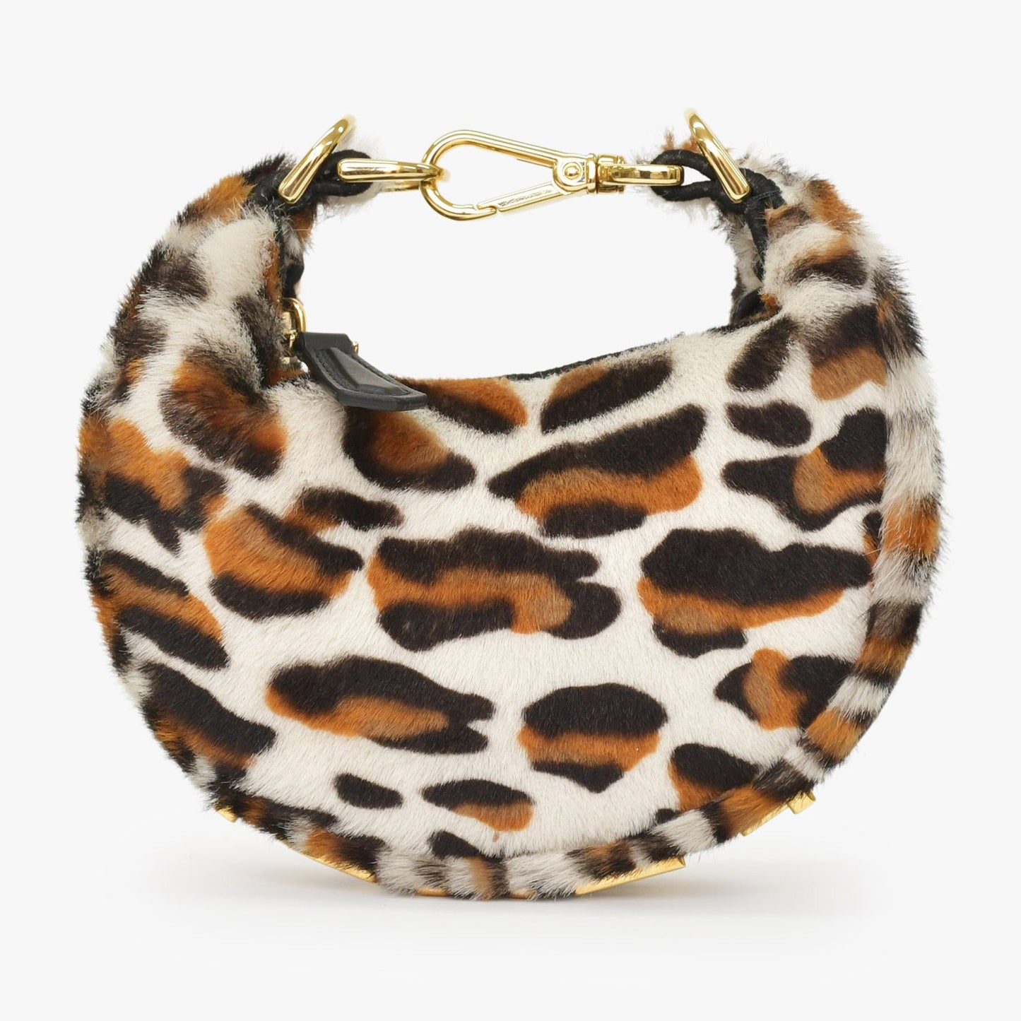 Fendi Graffiti Mini Leopard Mini Handbag Calf Hair Calfskin White Brown