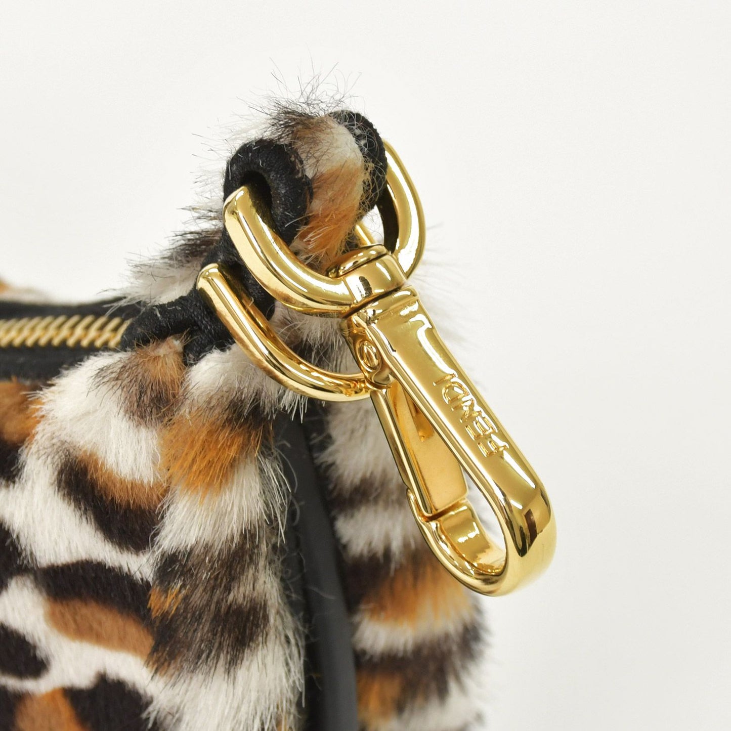 Fendi Graffiti Mini Leopard Mini Handbag Calf Hair Calfskin White Brown — view 7