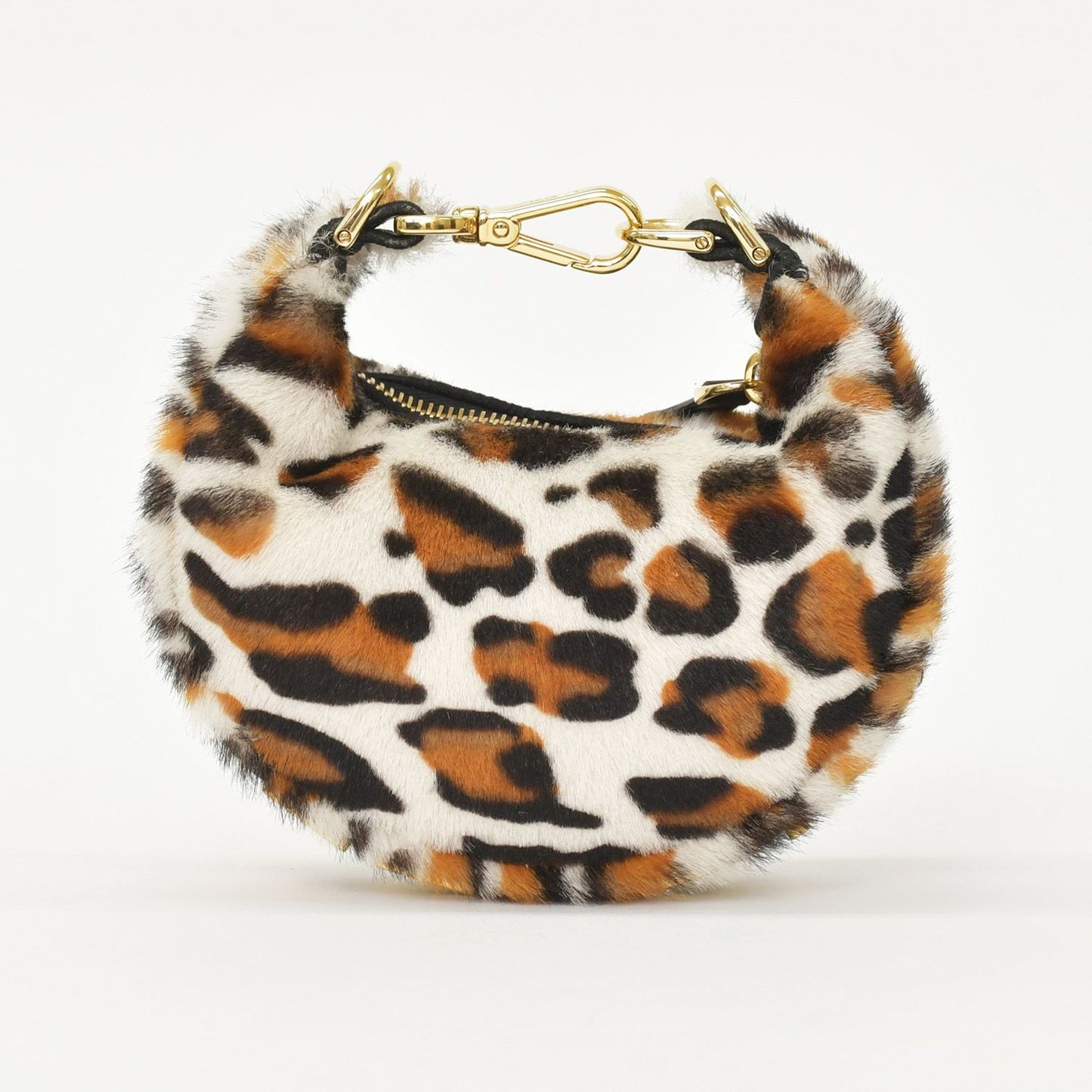 Fendi Graffiti Mini Leopard Mini Handbag Calf Hair Calfskin White Brown — view 3