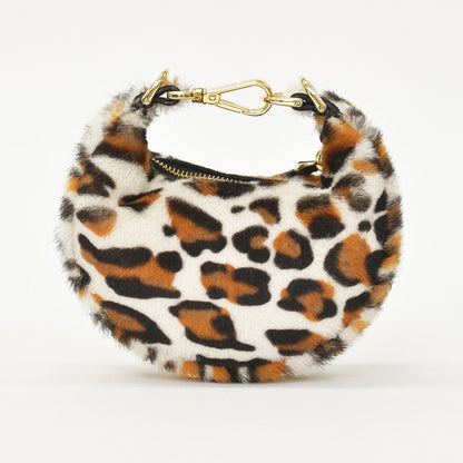 Fendi Graffiti Mini Leopard Mini Handbag Calf Hair Calfskin White Brown — view 3