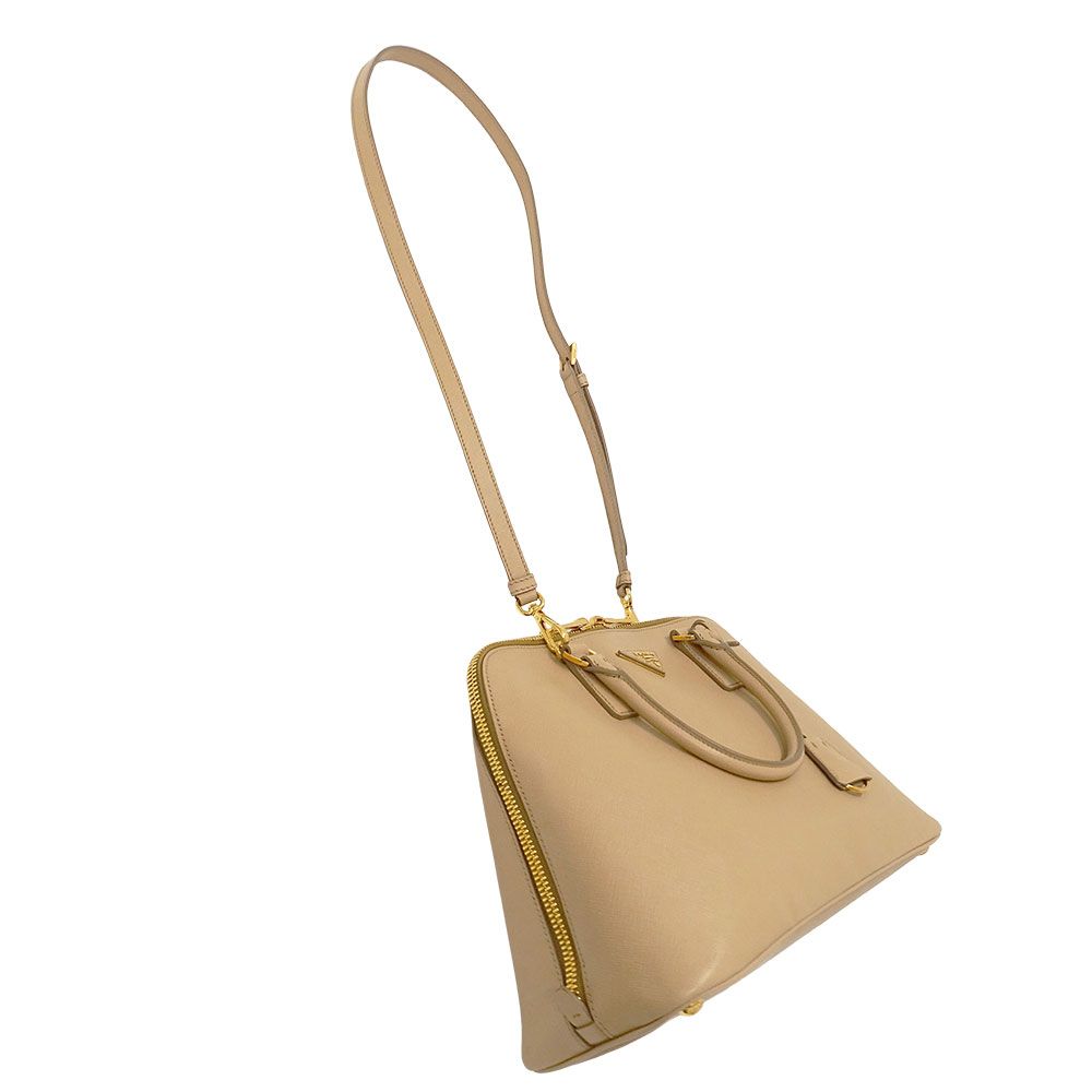Prada 2-Way Shoulder Bag Saffiano Promenade Beige Commuting to School