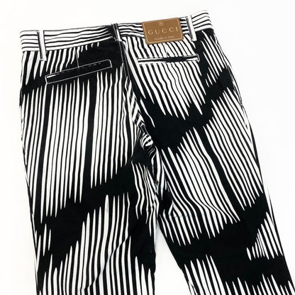 Gucci Zebra Stripe Stretch Pants 40 Black White — view 5