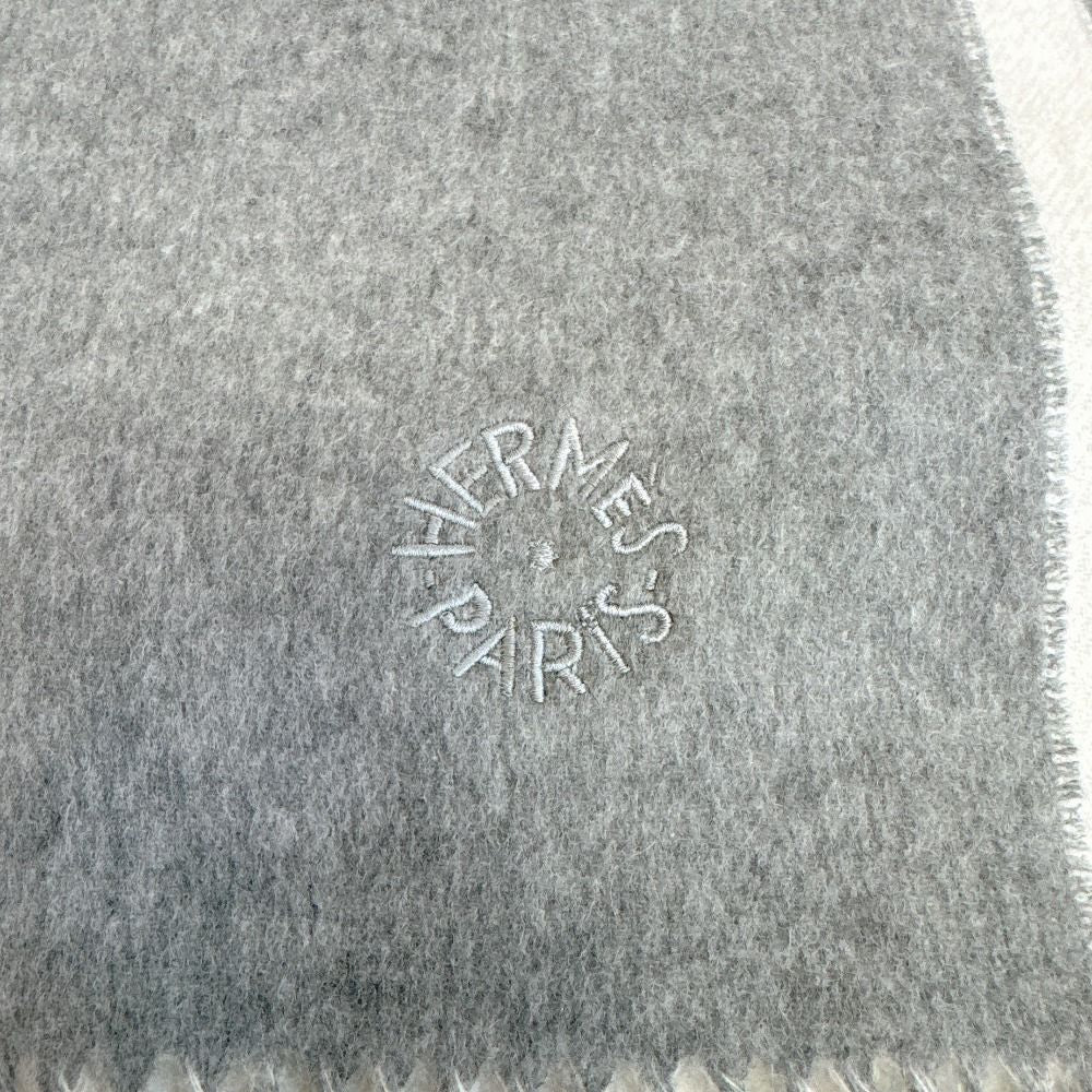 Hermes Large Shawl Double Face Cashmere Scarf Gray