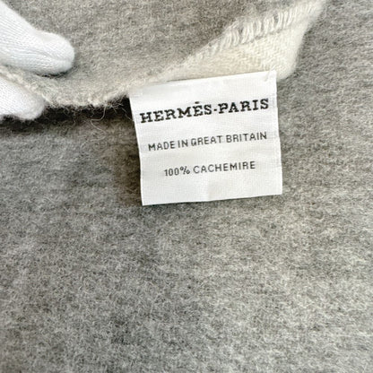 Hermes Large Shawl Double Face Cashmere Scarf Gray