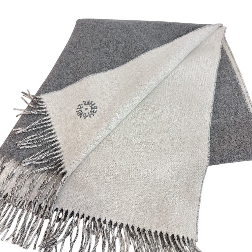 Hermes Large Shawl Double Face Cashmere Scarf Gray