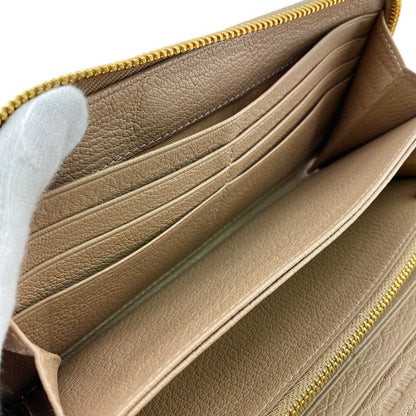 Miu Miu Zip Around Logo Leather Wallet Beige