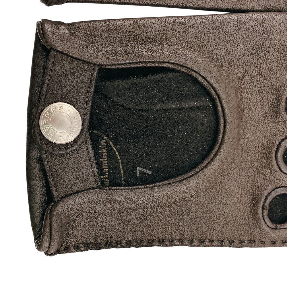 Hermes Gloves Series Leather Brown