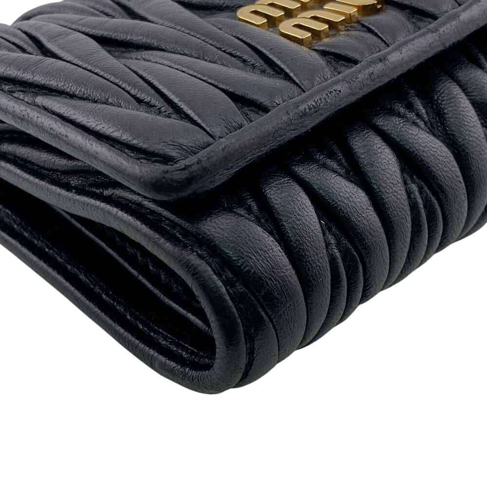 Miu Miu Matelasse Leather Trifold Wallet Black