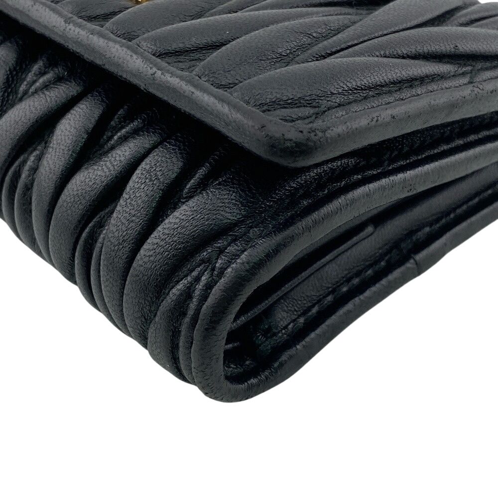 Miu Miu Matelasse Leather Trifold Wallet Black