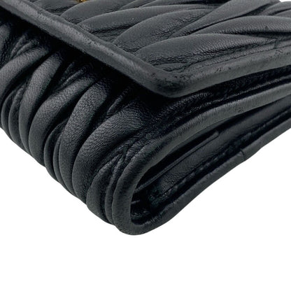 Miu Miu Matelasse Leather Trifold Wallet Black
