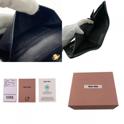Miu Miu Matelasse Leather Trifold Wallet Black