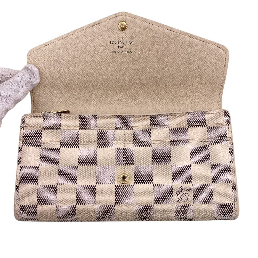 Louis Vuitton Portefeuille Sarah Damier Azur Leather Wallet White
