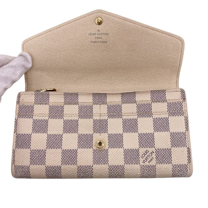 Louis Vuitton Portefeuille Sarah Damier Azur Leather Wallet White