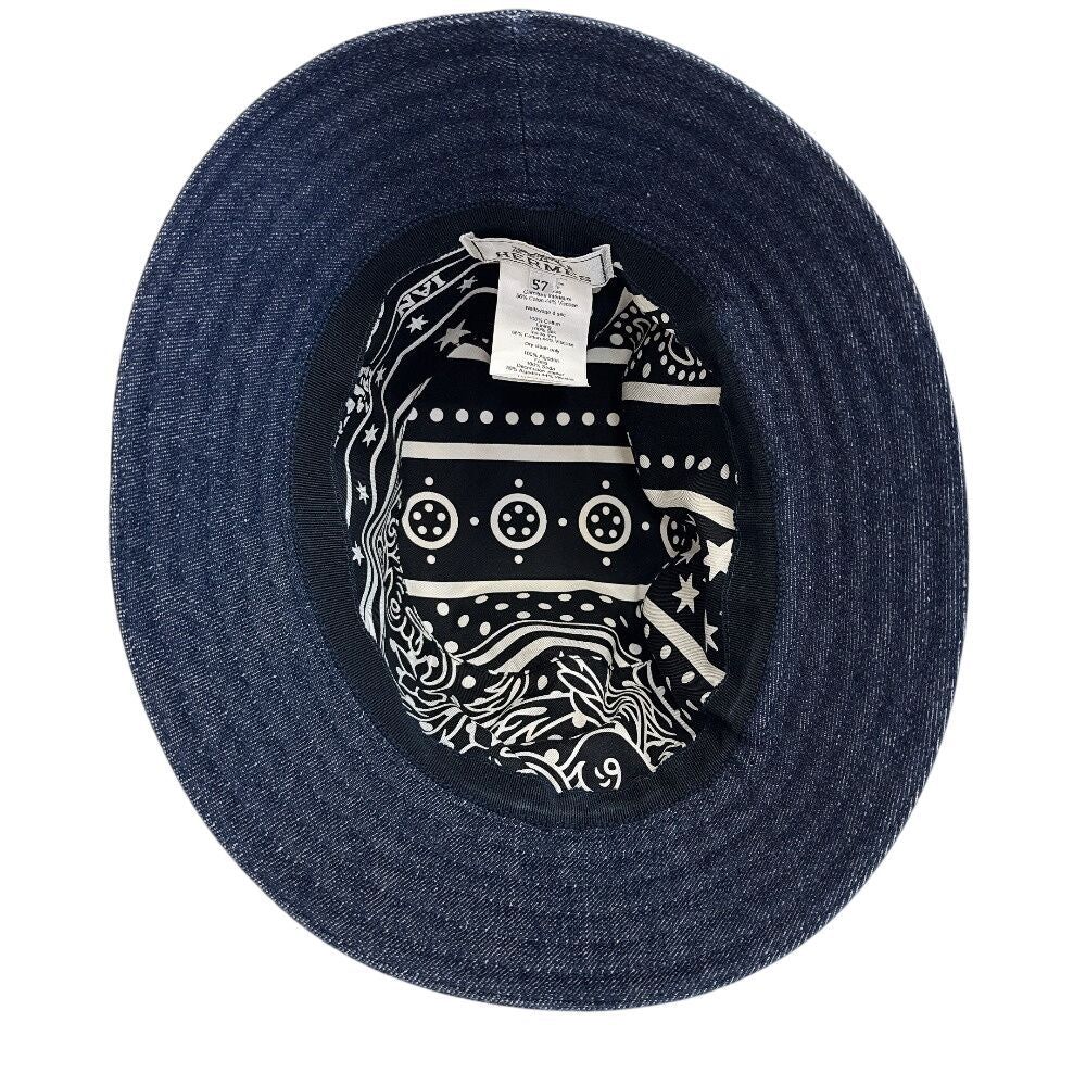 Hermes Series Button Elena Denim Hat Navy