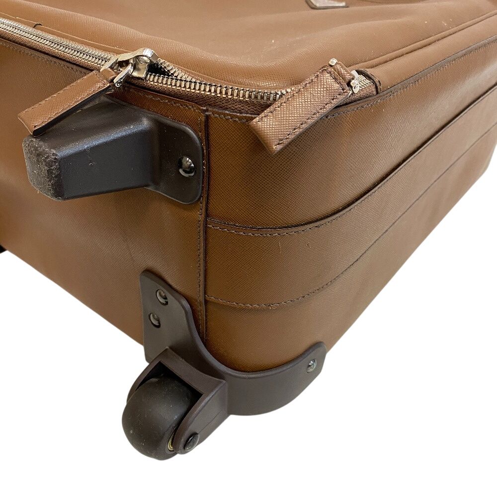 Prada Carry Case Travel Bag Triangle Plate Leather Shoes Brown