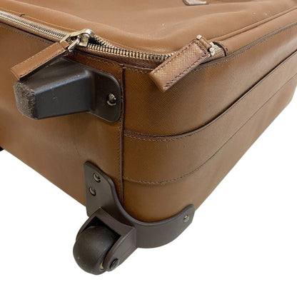 Prada Carry Case Travel Bag Triangle Plate Leather Shoes Brown