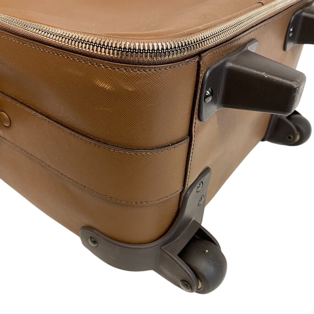 Prada Carry Case Travel Bag Triangle Plate Leather Shoes Brown