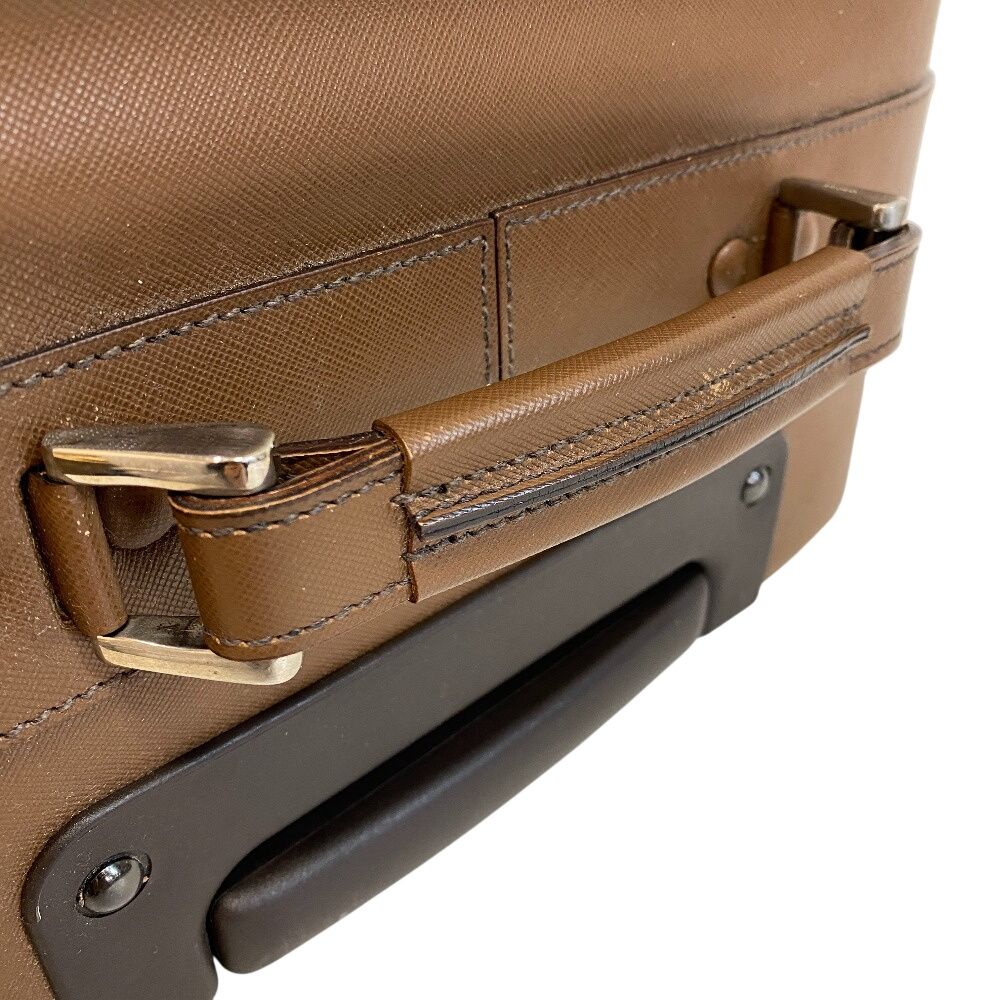 Prada Carry Case Travel Bag Triangle Plate Leather Shoes Brown