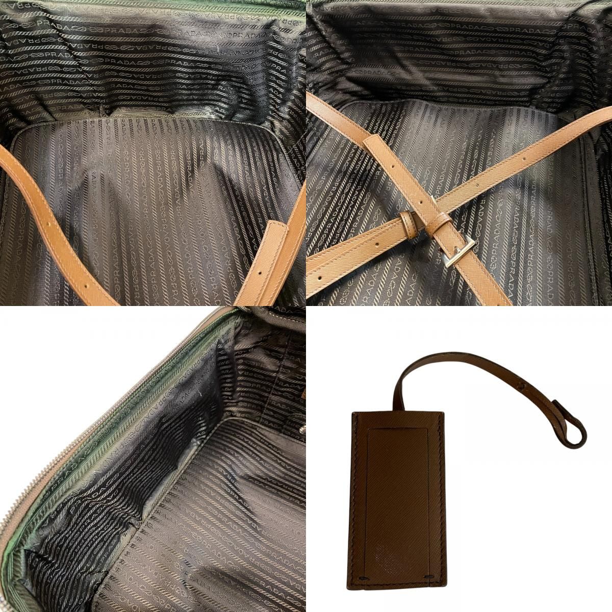 Prada Carry Case Travel Bag Triangle Plate Leather Shoes Brown