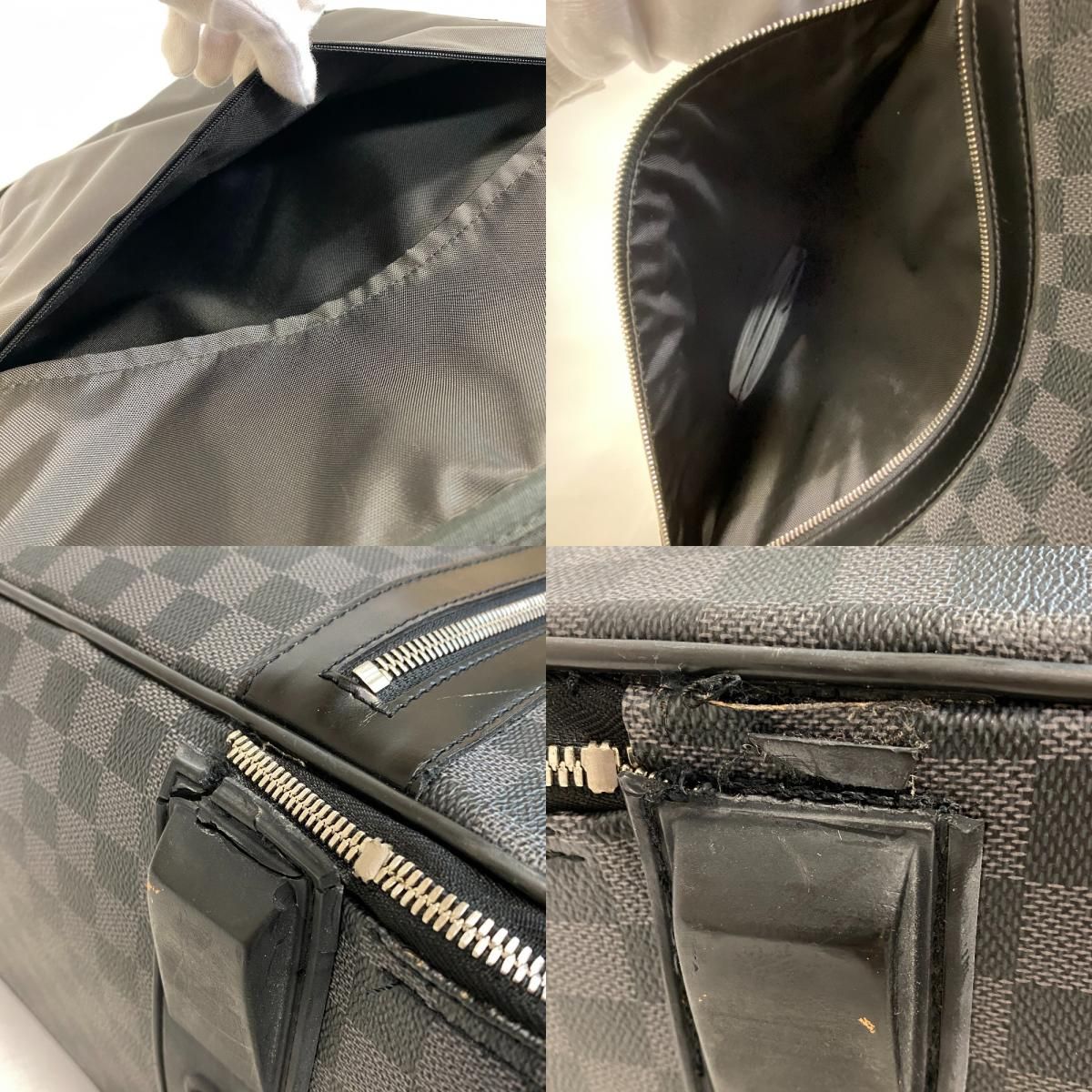 Louis Vuitton Travel Bag Pegase 55 Damier Graphite Leather Black