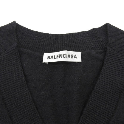 Balenciaga Wool BB Logo Embroidery V-neck Knit Dress Black