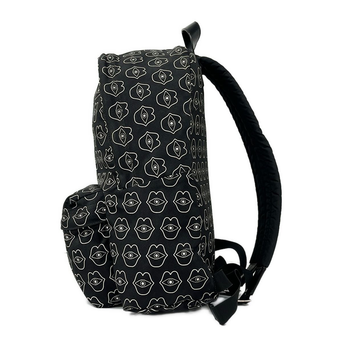 Celine Backpack Telepathic Love Black White Leather