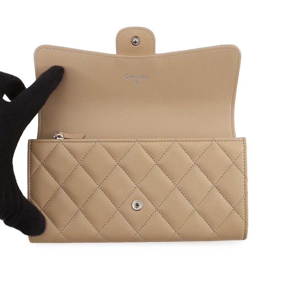 Chanel Wallet Quilted CC Logo Classic Long Flap Lambskin