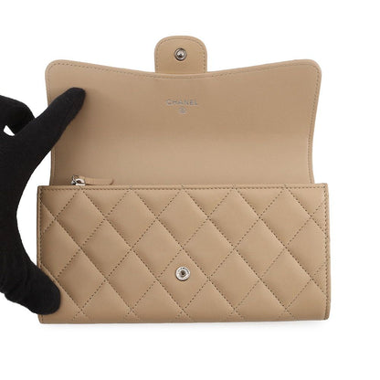 Chanel Wallet Quilted CC Logo Classic Long Flap Lambskin