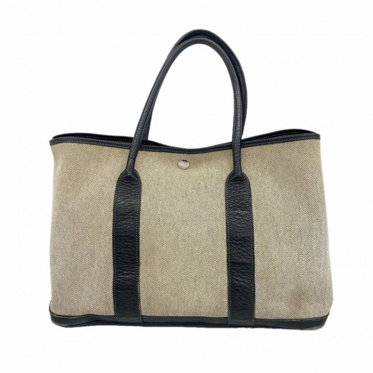 Hermes Tote Garden Party PM Toile Ash Black Beige Silver