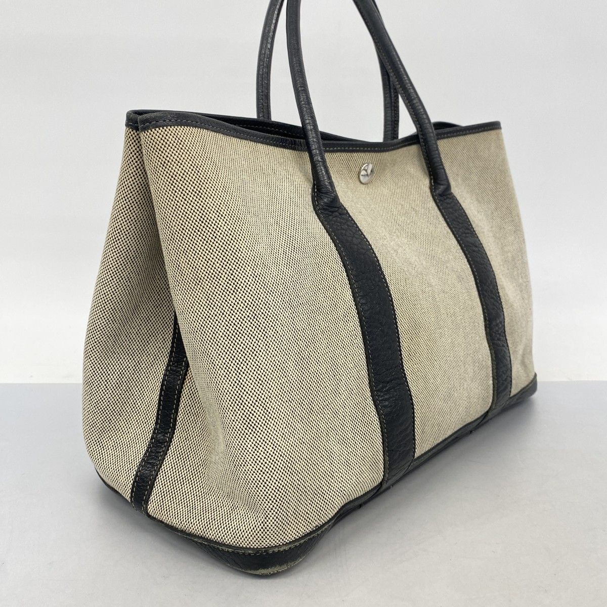 Hermes Tote Garden Party PM Toile Ash Black Beige Silver